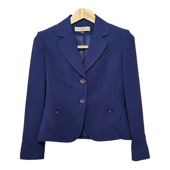 Tahari Arthur S Levine Petite Blazer Womens 6P Purple Single Breasted Lined Work - Picture 1 of 10